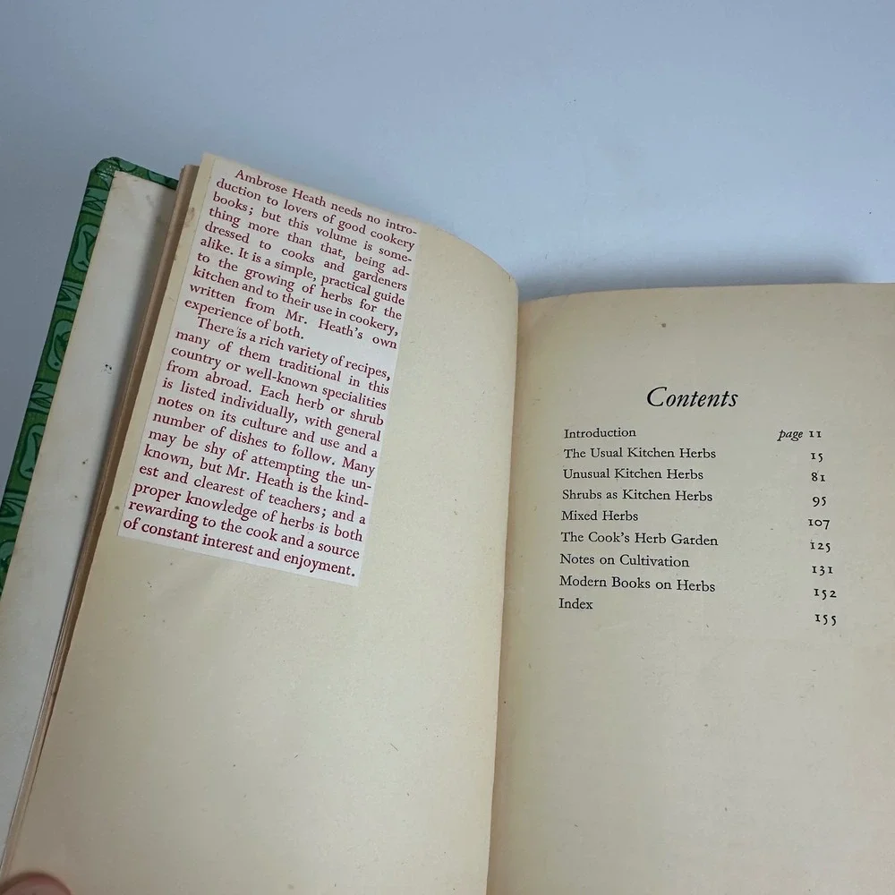 Faber and Faber Herbs in the Kitchen 1953 Ambrose Heath Gardening Cookbook VTG